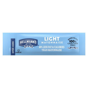 Hellmann'S Light Mayonnaise Stick Packets Easy Open, Condiment For Sandwiches, Salads, Mayo Made With 100% Cage Free Eggs, Glute