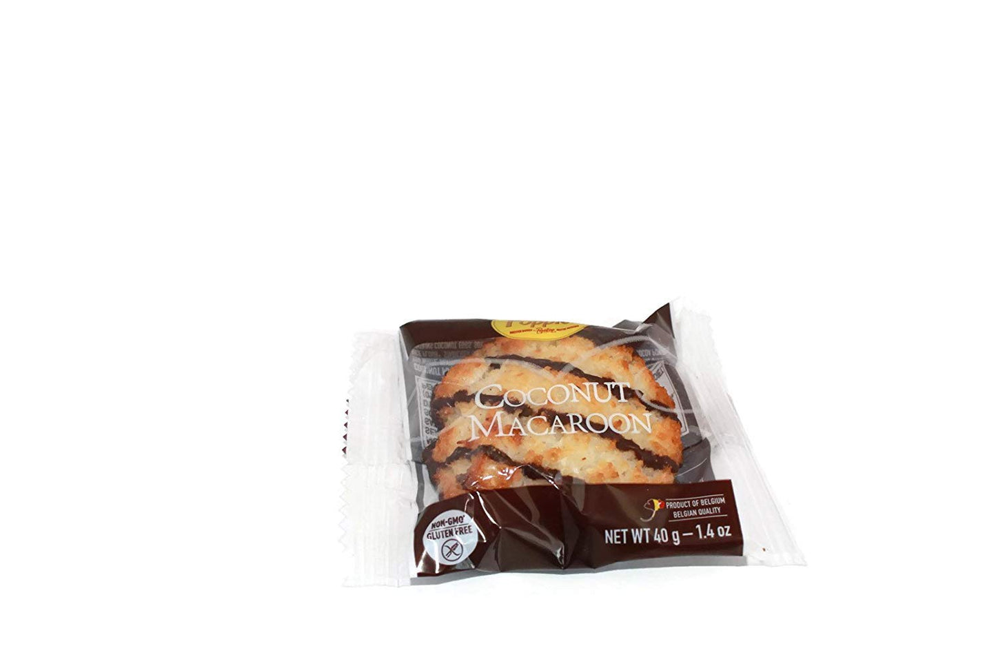 Poppies Belgium Gluten Free Chocolate Flavored Coconut Macaroon Single Serve Cookies, 1.4 Oz (24 Pack)