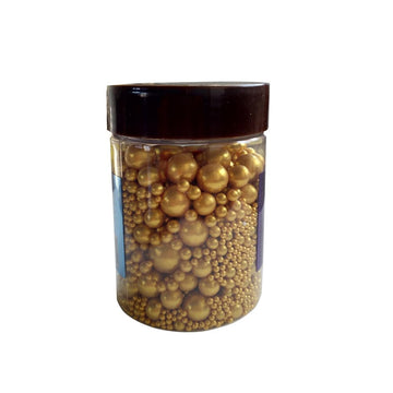 Edible Pearl Sugar Sprinkles Gold Candy Mixing Size Baking Edible Cake Decorations Cupcake Toppers Cookie Decorating Celebrations Wedding Valentines Easter Halloween Christmas Supplies 120G/ 4.23Oz
