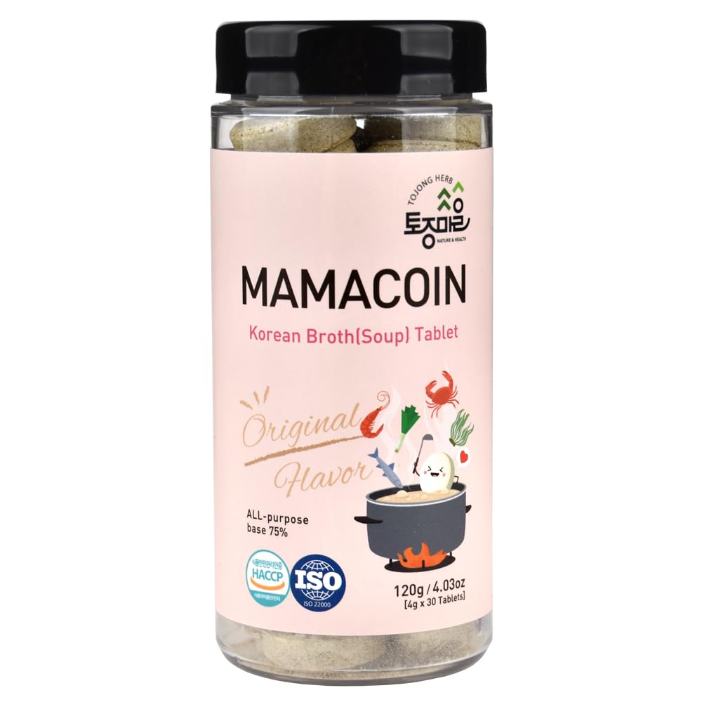 TOJONGHERB mama coin soup base tablet/Korean seafood broth tablet/ 4.03oz / 0.14oz X 30Tablets/ Seafood vegetable stock/anchovie