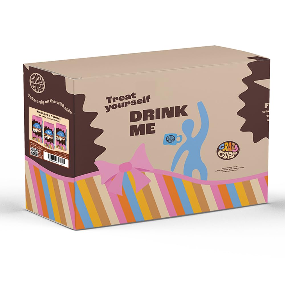 Crazy Cups Flavored Ground Blueberry Coffee, Blueberry Cobbler Coffee in 10 oz Bag, For Brewing Flavored Hot or Iced Coffee, 3 P
