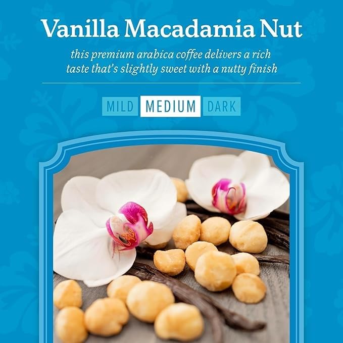 Kauai Coffee K-Cup Pods, Medium Roast Vanilla Macadamia Nut, 48 Count