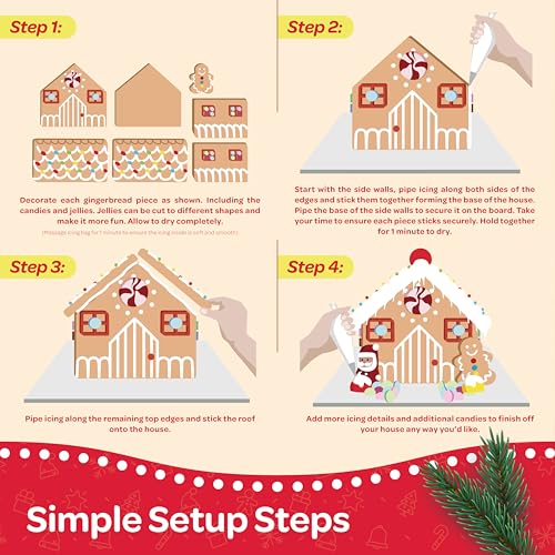 Gingerbread House kit [Set of 2] DIY Gingerbread House, Fun Holiday Activity for Kids, Ease Crafted Grooves Decor Kit of 2 House
