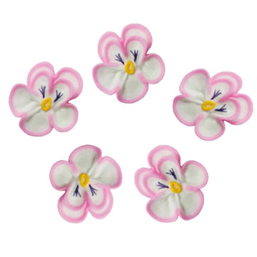 O'Creme Pansy Royal Icing Sugar Flower 1-1/4 Inch - for Cake Decorating - Decorations for Cakes, Cupcake Toppers - Birthday, Wed