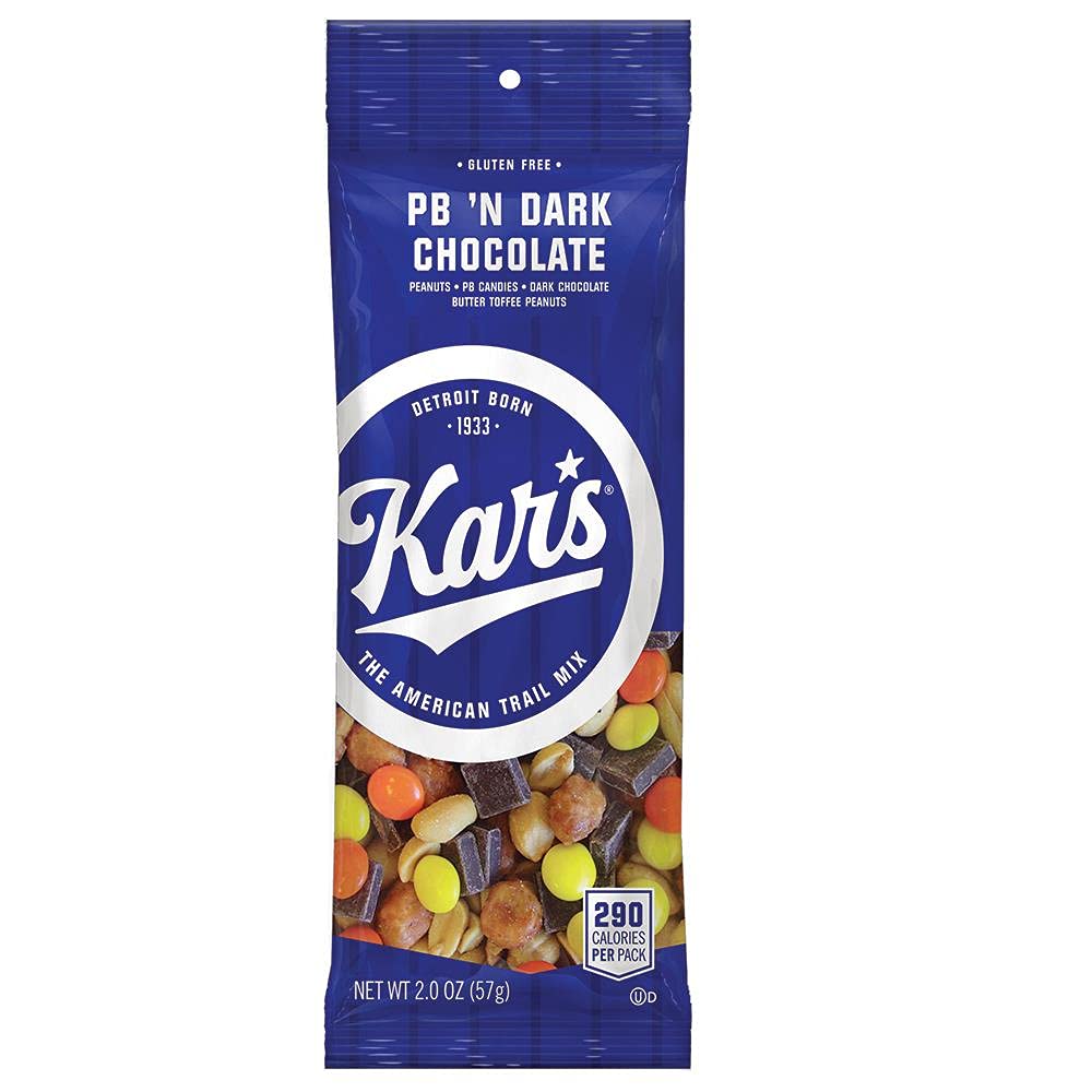 Kars Nuts Peanut Butter N Dark Chocolate Trail Mix, 2 oz Grab & Go Bags, Individual Snack Packs (Pack of 72), Gluten-Free Trail