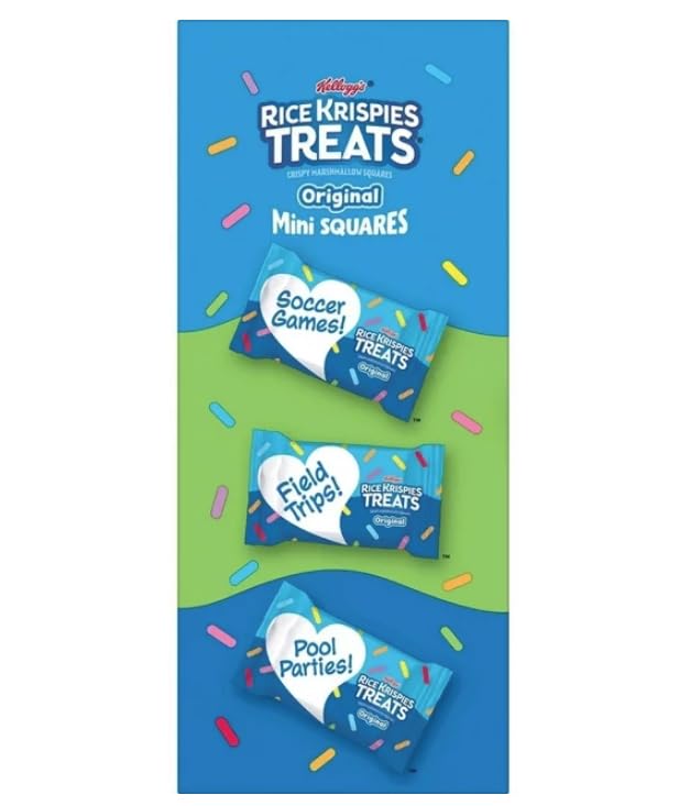 Muchai Innovations Rice Krispies   Mini Squares Snack, 20.2 oz, Individually Wrapped, Rainbow Sprinkles, Great for Parties and Gifts