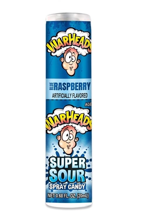 Warheads - Super Sour Candy Spray - Blue Raspberry, Green Apple And Watermelon Flavors - 0.68 Oz. Bottles - 24 Pack