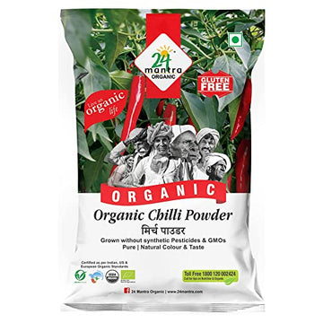 24 Mantra Organic Chilli Powder/Laal Mirch/Karam Podi - 100Gms | Pack Of 1 | 100% Organic | Chemical Free & Pesticides Free | Ri