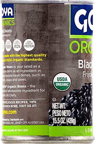 Goya Organic Black Beans, 15.5 Ounce, Pack of 24, Non-GMO, Gluten-Free