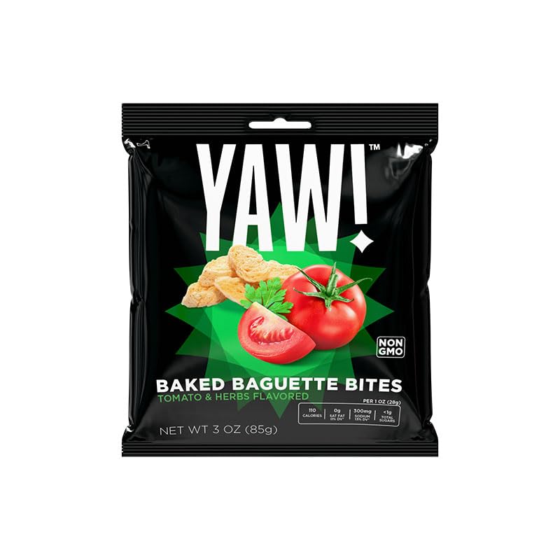 YAW! Baked Baguette Bites, Tomato and Herb Flavor, Non-GMO, 3 Pack (9oz)
