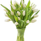 KaBloom Flowers - Bloomia collection - 15 White Tulips Without Vase - Gift for Birthday, Sympathy, Anniversary, Get Well, Thank 