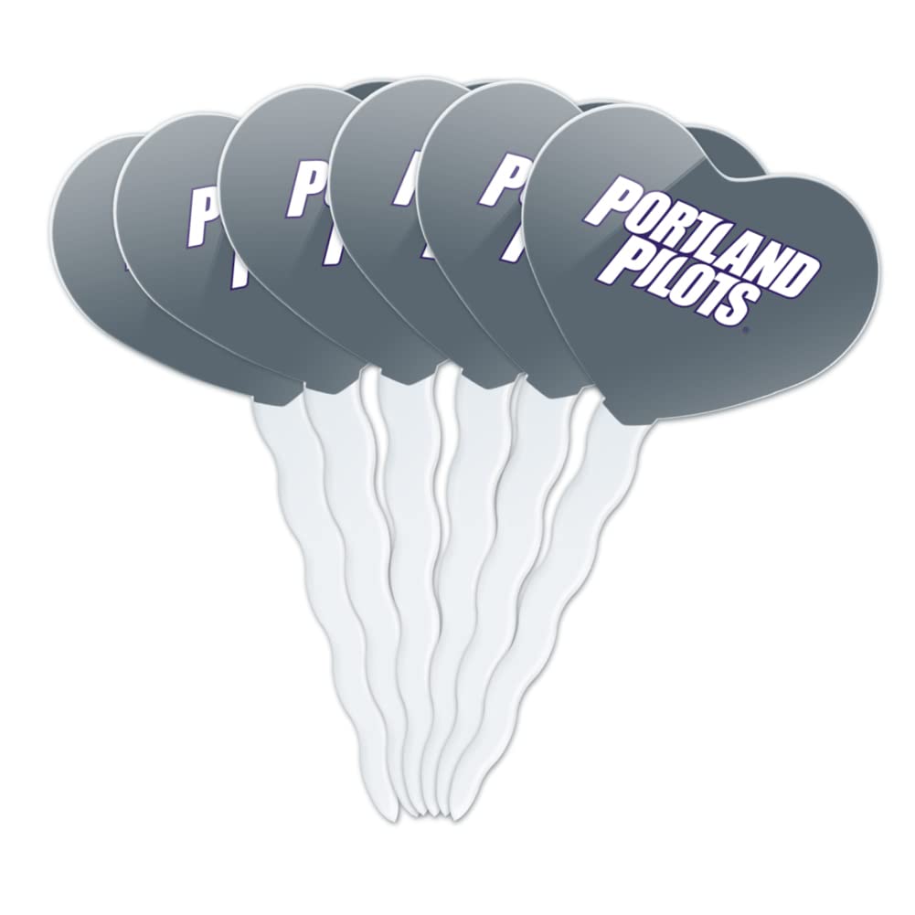 GRAPHICS & MORE Cupcake Picks Set of 6, Heart Decoration, One Size, Acrylic, University of Portland