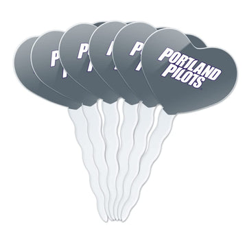 GRAPHICS & MORE Cupcake Picks Set of 6, Heart Decoration, One Size, Acrylic, University of Portland