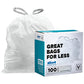 Plasticplace Simplehuman (X) Code V Compatible (100 Count) Drawstring Garbage Liners 4.2-4.8 Gallon / 16-18 Liter 14.75'' X 28''