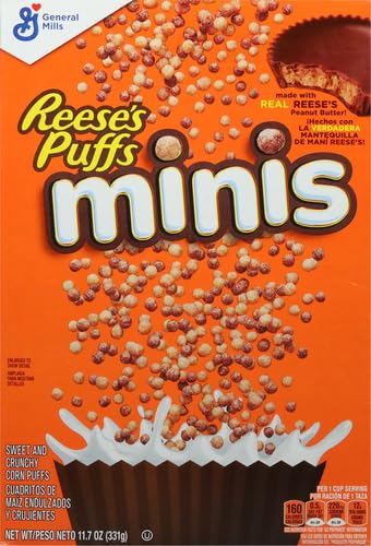 Reese'S Puffs Minis Breakfast Cereal, Chocolate Peanut Butter Cereal, 11.7 Oz