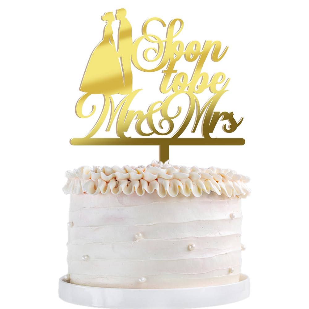 Qertesl Soon To Be Mr & Mrs Cake Topper-Acrylic Bride Shower Cake Decoratin,For Wedding Engagement Theme,For Wedding Shower/Bach