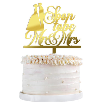 Qertesl Soon To Be Mr & Mrs Cake Topper-Acrylic Bride Shower Cake Decoratin,For Wedding Engagement Theme,For Wedding Shower/Bach
