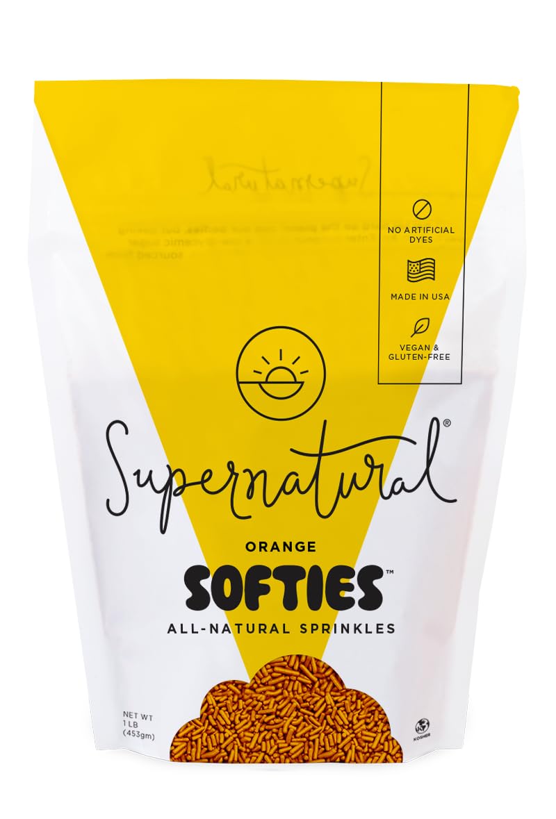 Supernatural Orange Softies Sprinkles, Dye-Free, Made in USA, Soy Free, Gluten Free, Vegan, 16oz