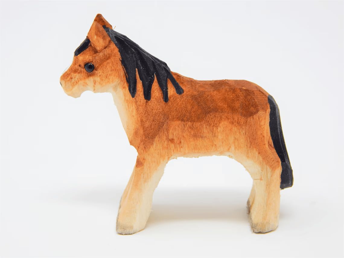 Selsela Horse Pony Cake Topper, Carved Wood, Brown, Bride & Groom, Kentucky Barn Wedding