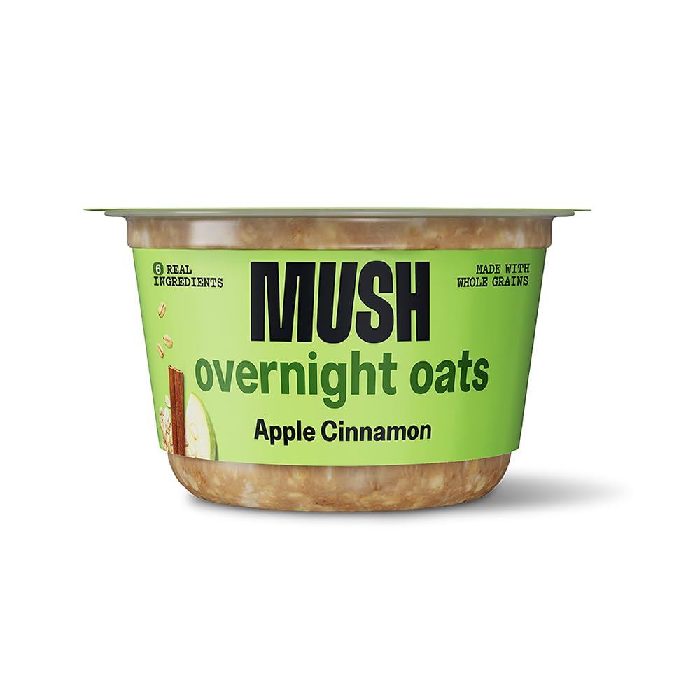 MUSH Overnight Oats - Apple Cinnamon - Good Source of Fiber, Non-GMO, Dairy Free, Gluten Free, 5oz