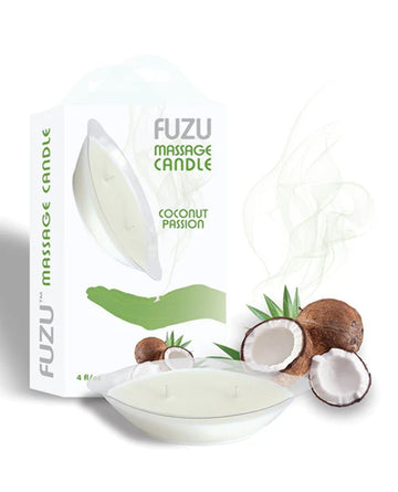 Deeva 82430: Fuzu Massage Candle Coconut Passion 4Oz White