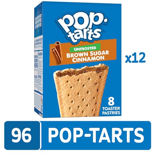 Pop-Tarts Toaster Pastries, Breakfast Foods, Kids Snacks, Unfrosted Brown Sugar Cinnamon (96 Pop-Tarts)