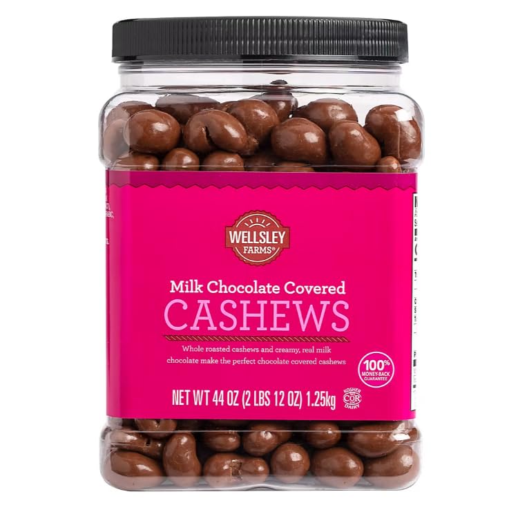 Wellsley Farms Milk Chocolate Covered Cashews – 44 oz | Gluten-Free Snack