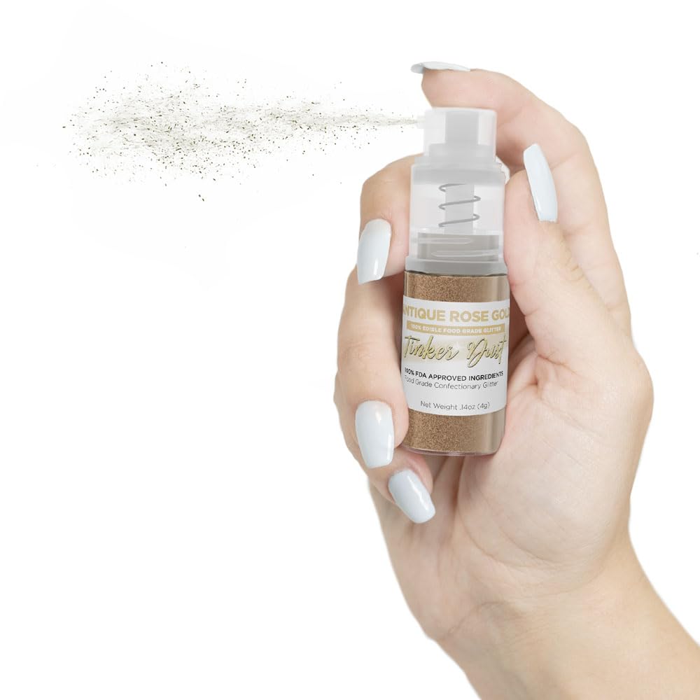 Tinker Dust - Antique Rose Gold (4G, 1X Mini Pump) Edible Glitter For Desserts, Beverages, Cupcakes, Cake Pops And Cookies By Ba