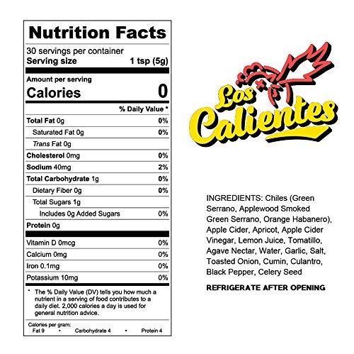 Hot Ones Los Calientes Verde Hot Sauce Made With Natural Ingredients & Fiery Flavors From Green Serrano Peppers, Orange Habanero