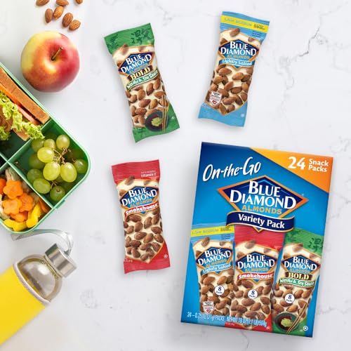 Blue Diamond Almonds Snack Nut Variety Pack for Kids, Office, School, On-the-go, 0.75 oz Gluten Free Individual Packs, Wasabi &