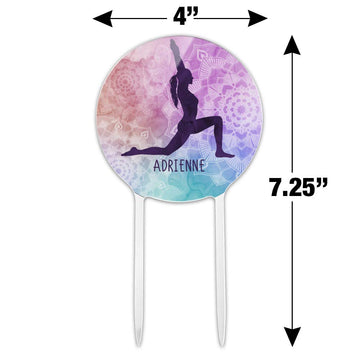 GRAPHICS & MORE Acrylic Yoga High Lunge Cake Topper - Personalized Party Decoration for Wedding, Anniversary, Birthday, Graduation - Multi Color