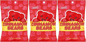 Sweets Cinnamon Bears Candy, 7 Ounce Resealable Bag, Pack of 3