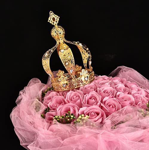 Crown Creative Metal Cake Topper Accessory Baby Shower Birthday Cake Decoration Crown For Boys & Girls Gold