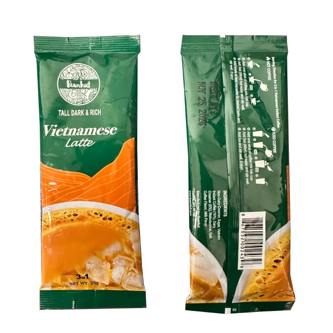 Beanhut'S Vietnamese Latte, Instant Coffee Mix, 3 In 1 Coffee Mix, 50 Sticks X 25G(2.75 Lb)