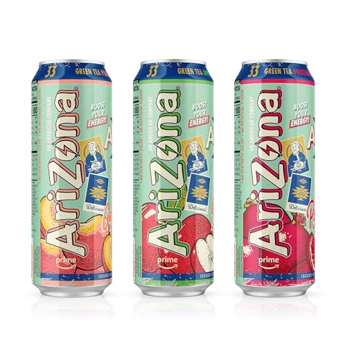 AriZona x Fallout Green Tea Energy Drink  12pk 22 fl oz  Variety Pack - 3 Flavors  Red Apple Green Tea  Georgia Peach Green Tea  Pomegranate Green Tea - 234mg Natural Caffeine per Can
