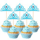 24 Pcs Frozen Crown Cupcake Toppers With Crystal Winter Princess Crown Cupcake Picks Bridal Shower Cake Decorations For Winter F