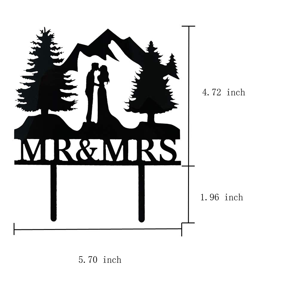 Mountain Wedding Cake Topper, Outdoors Wedding Cake Topper, Mr & Mrs Kiss Cake Topper, Hiking Wedding Cake Topper, Forest Theme