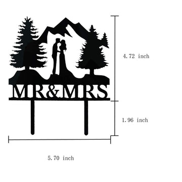 Mountain Wedding Cake Topper, Outdoors Wedding Cake Topper, Mr & Mrs Kiss Cake Topper, Hiking Wedding Cake Topper, Forest Theme