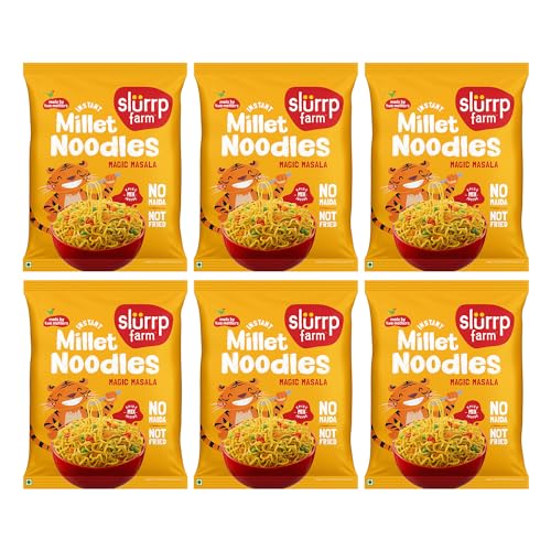 Slurrp Farm No Maida, No Msg Instant Noodles | Magic Masala | Not Fried, Millet Noodles, 6 X 57 G