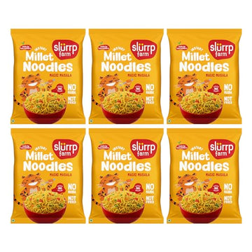 Slurrp Farm No Maida, No Msg Instant Noodles | Magic Masala | Not Fried, Millet Noodles, 6 X 57 G