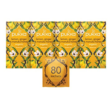 Pukka Herbal Teas Tea Organic Lemon Ginger And Manuka Honey 20 Bags Case Of 6, 20 Count