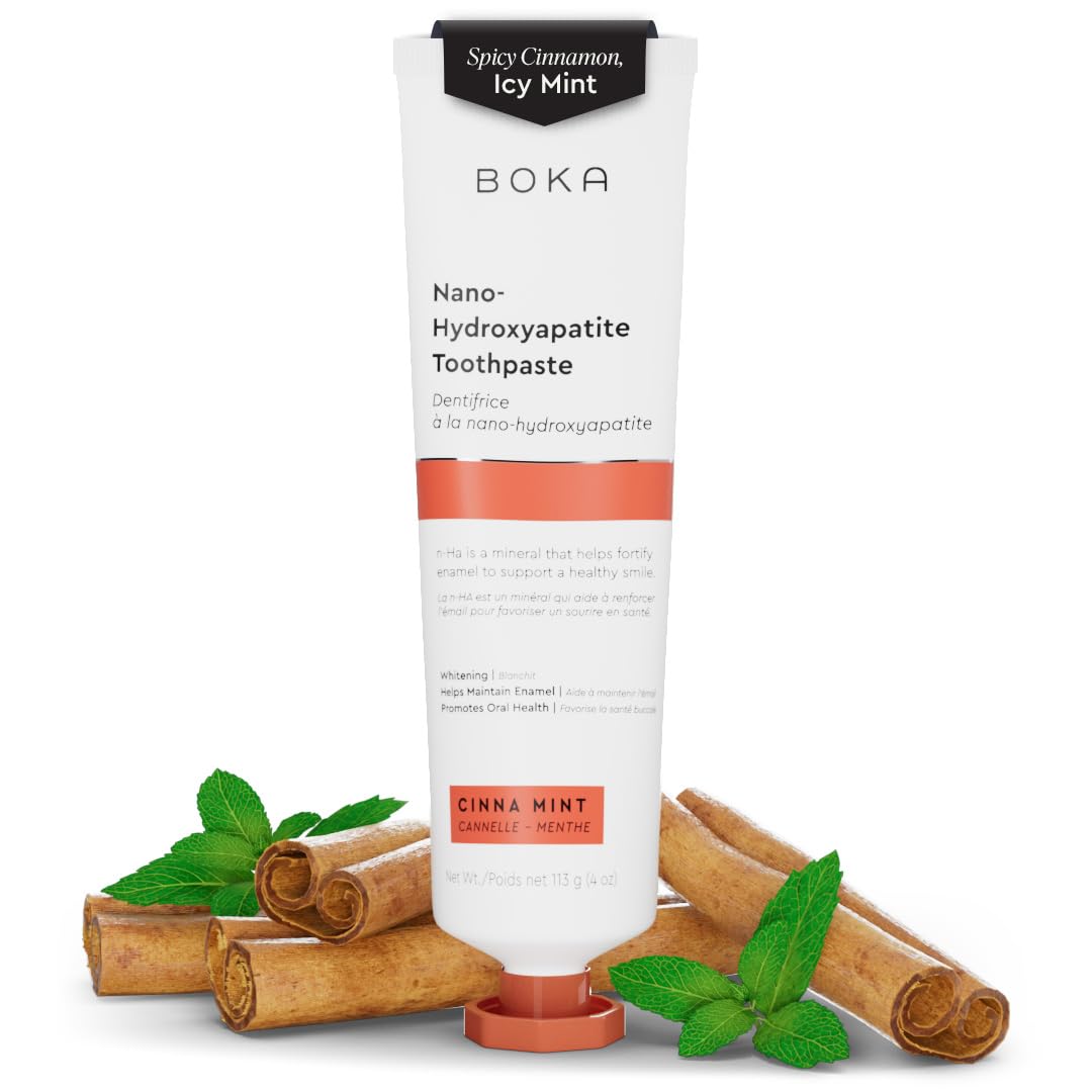 Boka Fluoride Free Toothpaste - Nano Hydroxyapatite, Remineralizing & Whitening - Dentist Recommended For Adult, Kids - Ela Mint