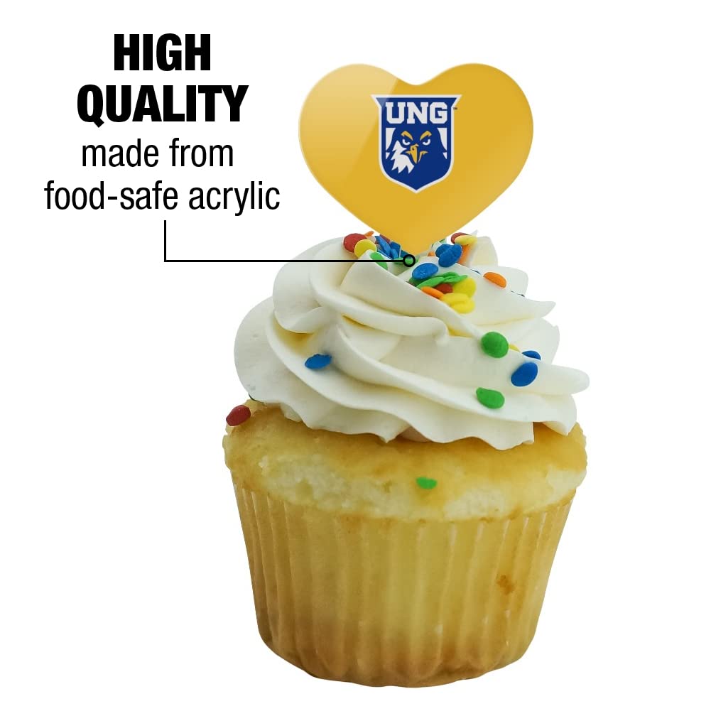 GRAPHICS & MORE Cupcake Picks Set of 6, Acrylic, University of North Georgia, One Size, Heart Decoration Toppers