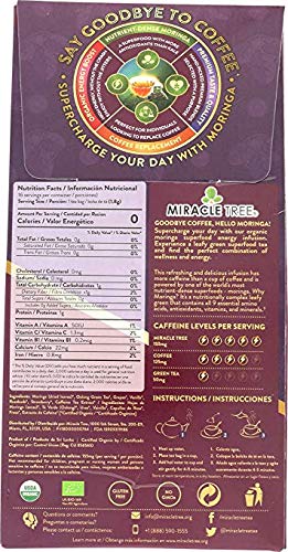 Tree Moringa Energy Tea - Vanilla Oolong G , Organic Certified, Non-GMO, 16 Count (Pack of 10)