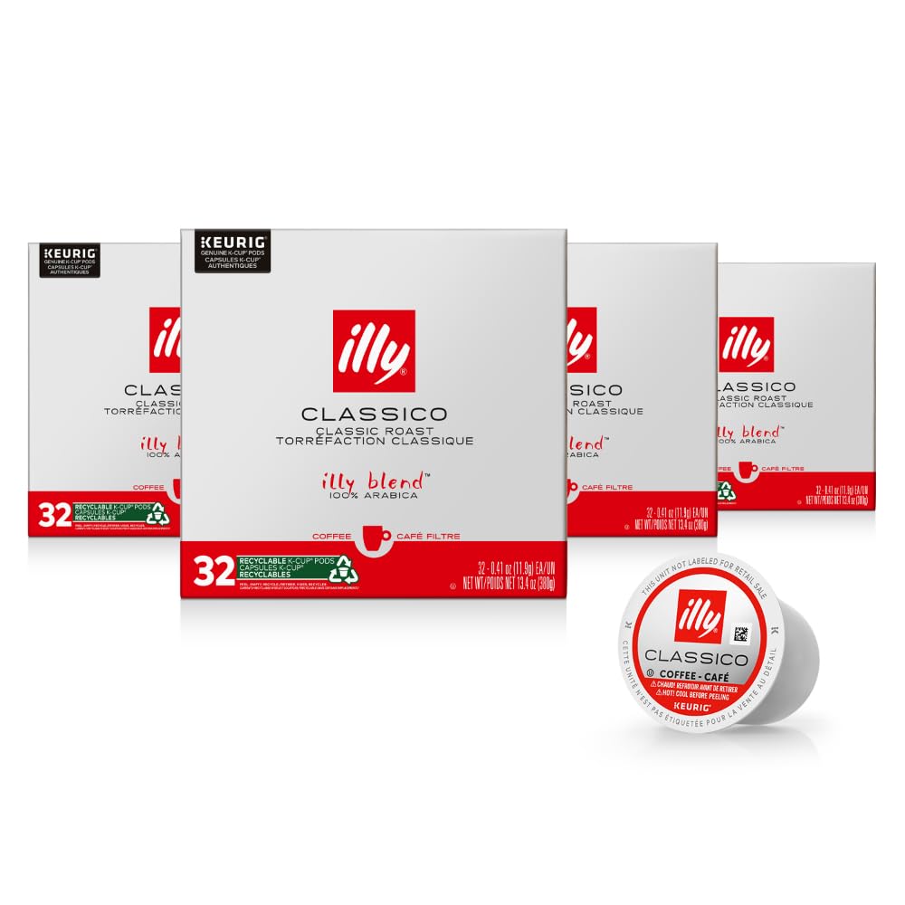 Illy Coffee K Cups for Keurig – Classico Roast, Mild Flavor – 32 Count (Pack of 4)