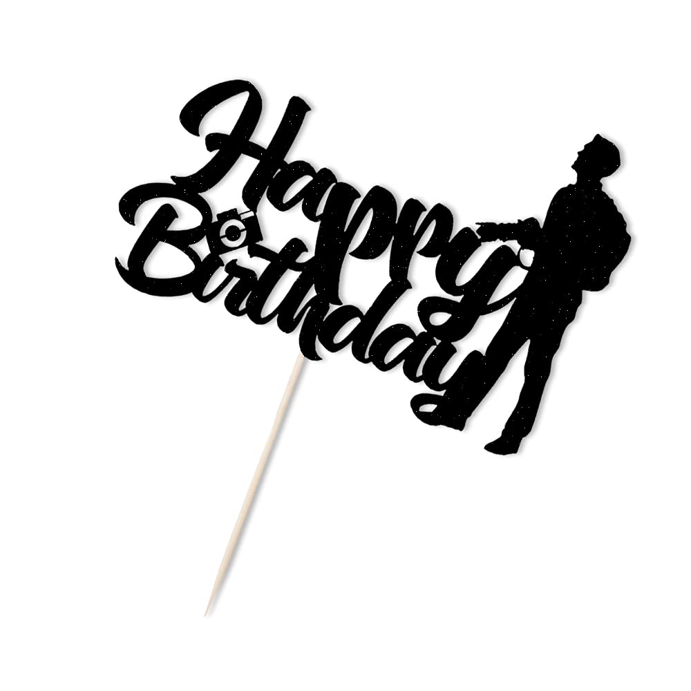 Lveud Camera Photographer Happy Birthday Cake Topper Black Photography Lovers Party Cake Decorations