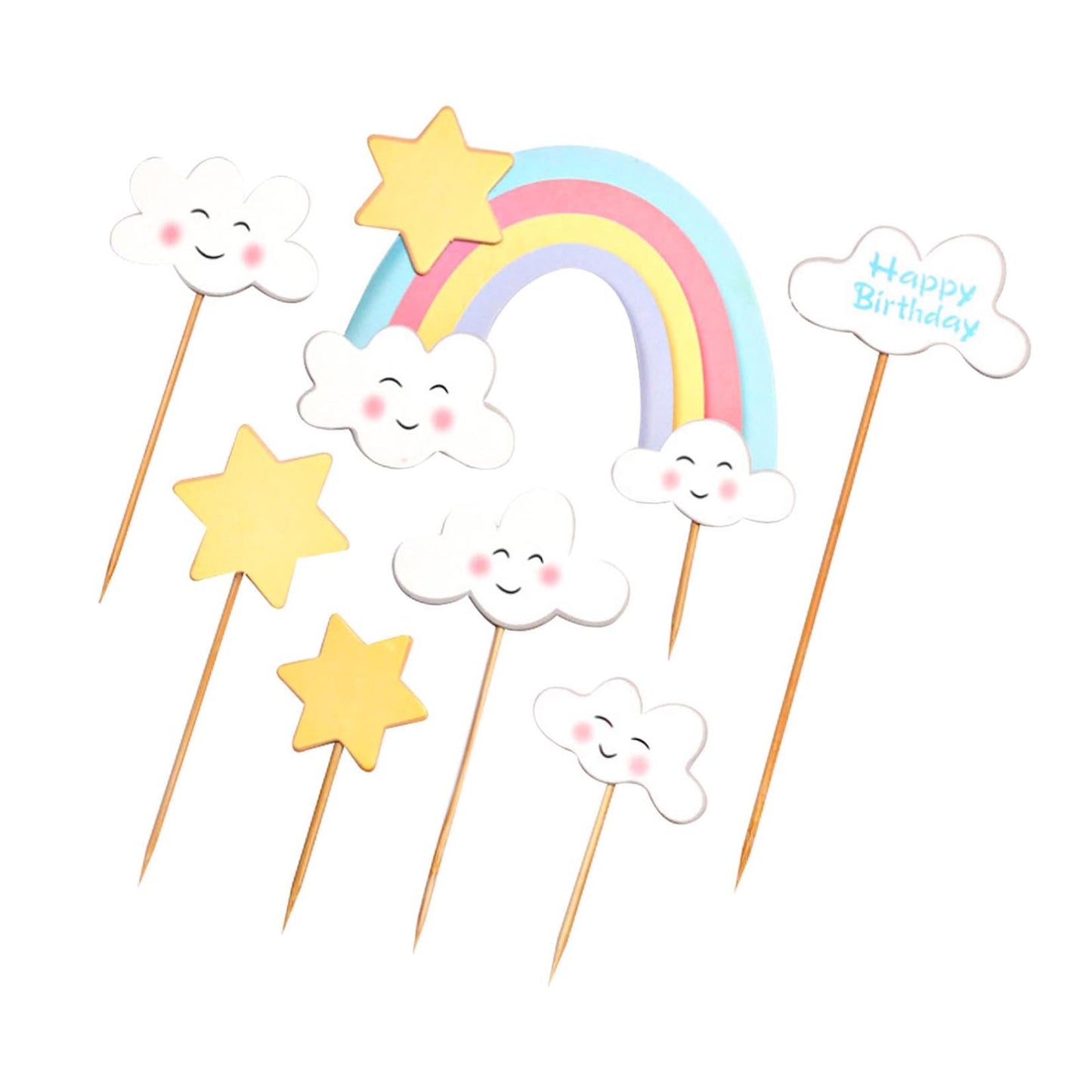 Happy Birthday Cake Topper Cake Decoration Birthday Cake Supplies (Rainbow Cake Topper)