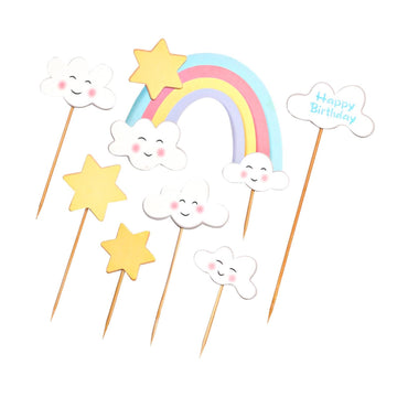 Happy Birthday Cake Topper Cake Decoration Birthday Cake Supplies (Rainbow Cake Topper)
