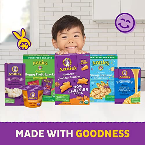 AnnieS Organic Cheddar Bunnies Snack Crackers, Extra Cheesy, Baked With Real Cheese, 7.5 Oz.