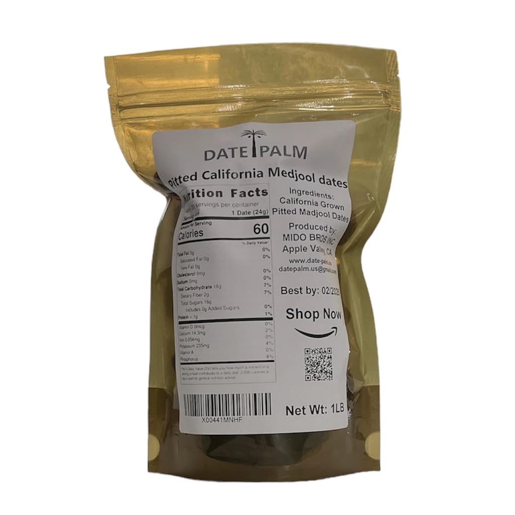 Pitted California Medjool Dates Natural Sweets Ready To Serve In Resealable Bag For Gift & Party 1Lb